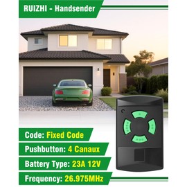 26.975 MHz Handheld Transmitter for Hörmann HSM2, HSM4, HSE2, HS2/4/1, Green Button, 4 Channels, Garage Door Opener Remote Control for HSP4-C, HSD2-A, HSD2-C Replacement Remote Control (2 Pieces)
