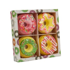 minkissy Doughnut Shape Bath Salt Balls Set of 4 100g Moisturizing Sea Salt for Relaxation and Skin Hydration for Spa and Self-Care Random Style