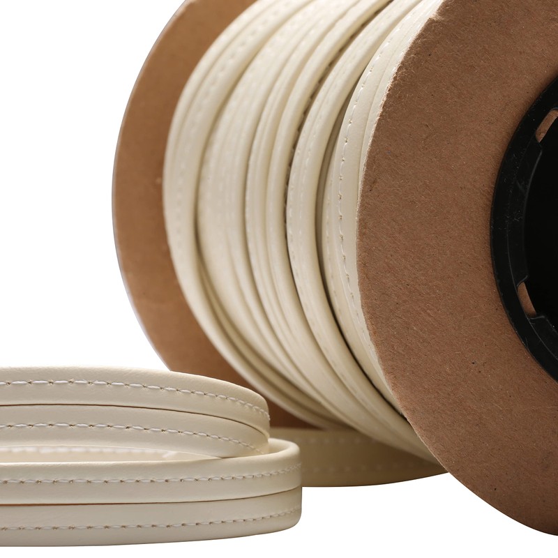 Hidem Marine Vinyl Upholstery Trim Cream White Sample 3" Boat