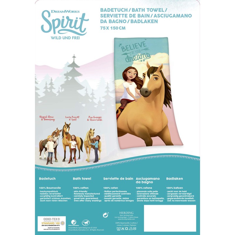 Herding Spirit Velour Towel, Cotton, Multi-Coloured, 75 x 150 cm