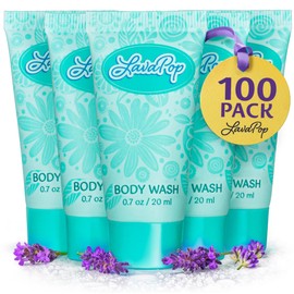 LavaPop - Travel Size Body Wash - Iris, Violet & Amber, 0.7 fl oz, 100 Pack - Delight Your Guests with Calming & Comforting Body Wash - Bulk Hotel Toiletries for Airbnb, Motels & Guest Rooms