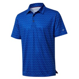 Golf Shirts for Men Dry Fit Short Sleeve Moisture Wicking Print Performance Casual Men Polo Shirts