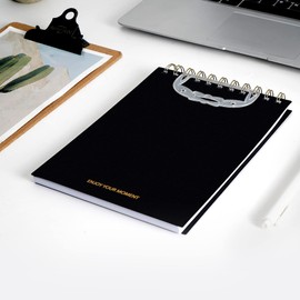 Yoment Top Spiral Notebooks Left Handed Notebooks Lined 6"x 9" College Ruled Waterproof Cover Notepad 160 Pages Spiral Notebook Durable Meeting Notebook for Work School Office Business,Black