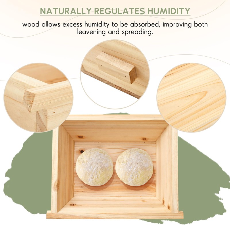 Juexica Tradition Wooden Pizza Dough Proofing Box with Lid Handle