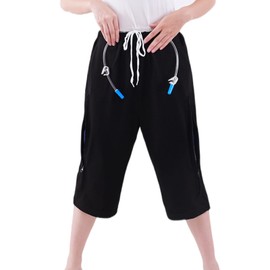 Catheter Leg Bag Cropped Pants, Men Women Nephrostomy Bag Holder Pants to wear with catheters (Black, M)