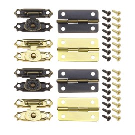 SG Store Pack of 36 Antique Bronze Hasp Latches Mini Hinges with Screws Mini Cabinet Latch Hasps Decorative Accessories for Jewellery Box Gift Box Dollhouse