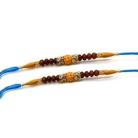 IndiaBigShop Set Of Two Rudrksha Rakhi Thread. Rakhi, Raksha Bandhan Gift For Your Brother Vary Color And Multi Design Assorted Rakhi