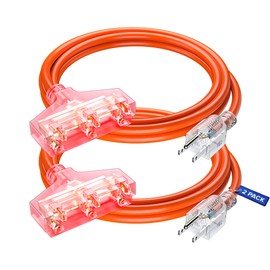 Extension Cord 6 ft, (2 Pack) Extension Cord with Multiple Outlets, SJTW 14 Gauge (Orange) ETL Listed