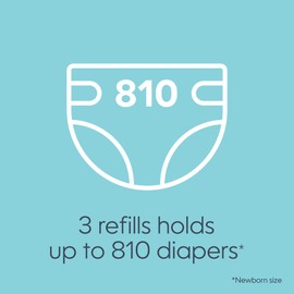 Diaper Genie Bags Refills 270 Count (Pack of 3) with Max Odor Lock | Holds Up to 810 Newborn Diapers