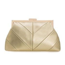 IXEBELLA PU Clutch Purse for Women Dressy Evening Bag Formal Handbag for Wedding, Prom, Cocktail Party, Light Gold, Small