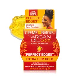 Creme of Nature Perfect Edges™ Extra Firm Hold Gel, 48-Hour Sleek Style Edge Control with 100% Moroccan Argan Oil, Stocking Stuffer for Her, Non-Flaking, 2.25 oz