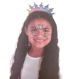 Serene Mermaid Decorated Head Band with Facial Crystal Tattoos Pink