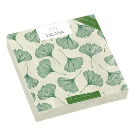 20 Small Cocktail Napkins from Sustainable Production Ginkgo Green | Natural | Table Decoration | Decoupage | Napkin Technique 24 x 24 cm