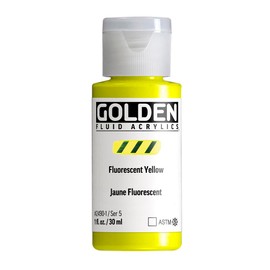 Fluid Acrylics by GOLDEN, Fluorescent Yellow, 1 fl. oz. Bottle, Professional Acrylic Paint, Transparent