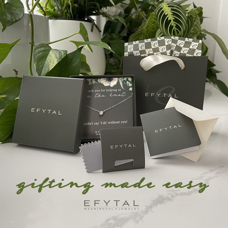 EFYTAL Bridesmaid Gifts, 925 Sterling Silver Tiny Love Knot Necklace