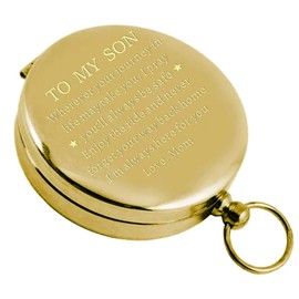 FACEINSE Engraved Pocket Compass Gift to My Son Graduation, Birthday, Baptism, Communion, Confirmation Gift, Son Gift from Mom to Son, Gift Ideas, Son from Mom, Brass