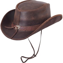 Lifting Gear Leather Cowboy Hat for Men Women Lightweight Handcrafted Western Shapeable Wide Brim | Western Hats for Men (US, Alpha, X-Large, Reddish Bull)