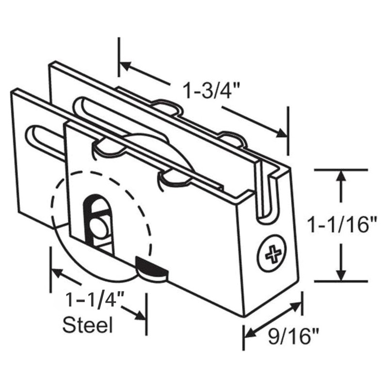 G.A.S Hardware Sliding Door Roller Assembly Replacement for Patio Glass