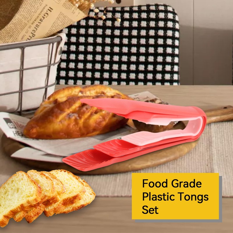 3PCS Serving Tongs Plastic Kitchen Tongs Reusable Non-Stick Party Essential