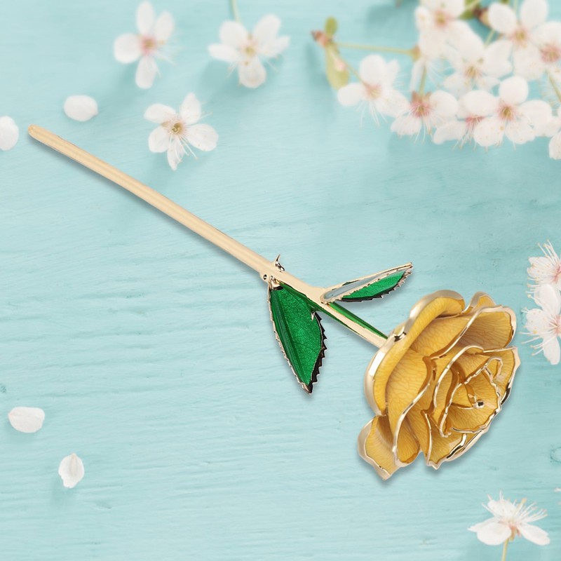 11'' Long Stem 24k Gold Dipped Real Rose Flower Valentine