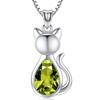 Odinstone Cat Birthstone Necklaces Jewelry Sterling Silver Cat Pendant Necklace