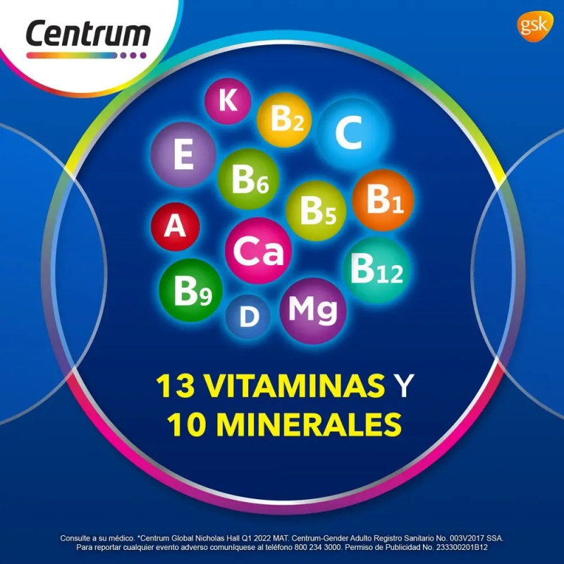 Centrum Gender +50 Hombre Multivitamínico con Vitamina B, Vitamina C,