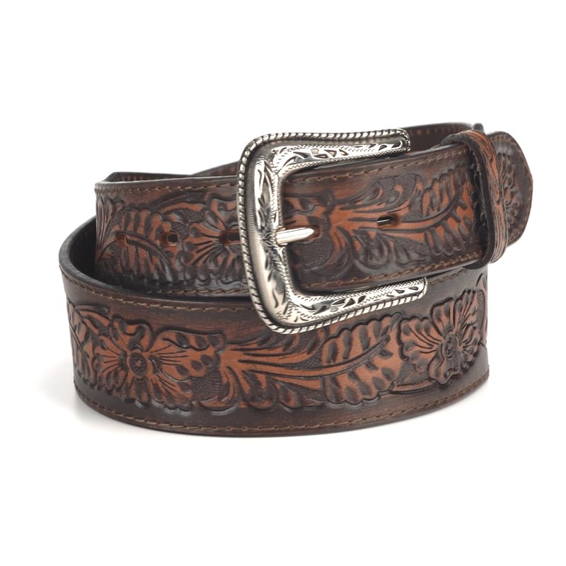 Nocona Men's Embossed Floral Tapered Belt, Brown, Size 34