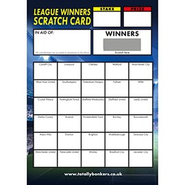 Totally Bonkers - Football Fundraising Scratch Cards - 30 Square - A6 (148x105mm) -10 Pack - TB0001 - Blind Card