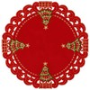 Grelucgo Embroidered Christmas Holiday Holly Tree Table Doily Place-mats (Round