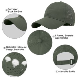 Baynetin Mens Quick Dry Baseball Cap Sport Hat,Breathable Ultralight Mesh Outdoor Sports UPF 50+ Hat Adjustable Travel Summer Hat (Army Green)