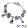 LONAGO Genuine Charm Bracelet 925 Sterling Silver Snake Chain Bangle