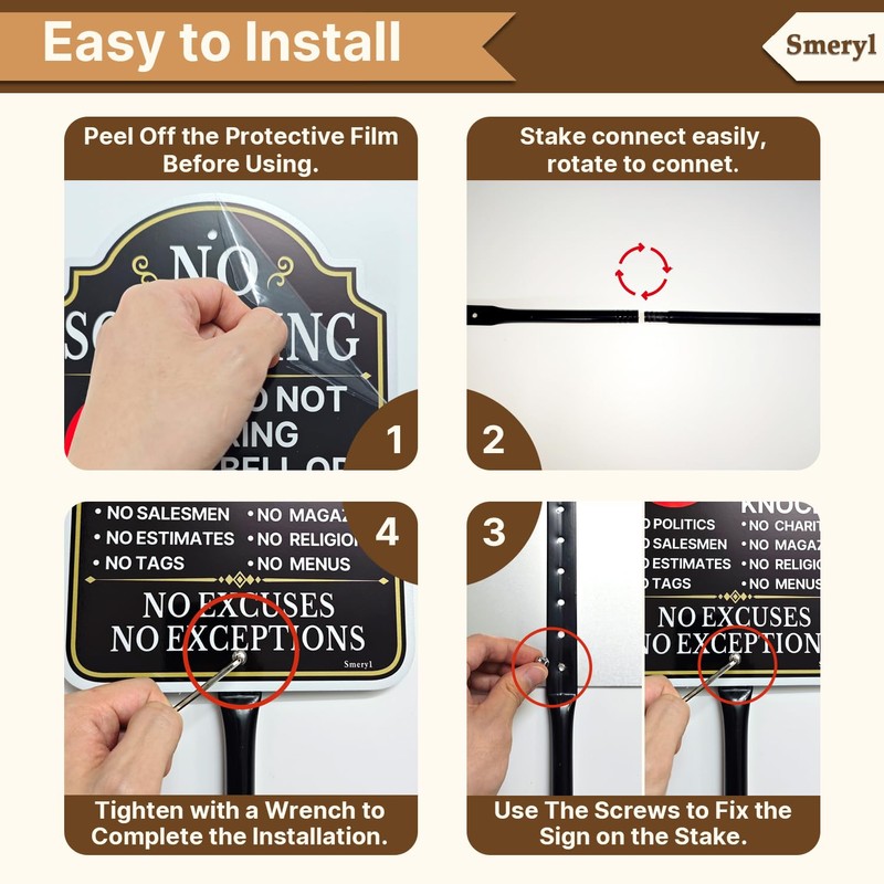 Smeryl No Soliciting Do Not Ring Bell Or Knock Sign