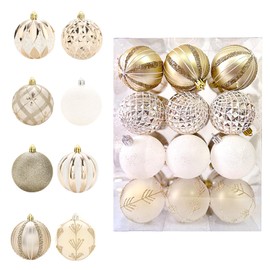 MORAINJAY 24 Pcs Gold Christmas Baubles, Christmas Tree Decorations