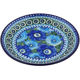 Polish Pottery 7¾-inch Dessert Plate made by Ceramika Artystyczna (Powder Puff Theme) Signature UNIKAT + Certificate of Authenticity