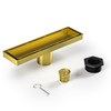 Bernkot Linear Shower Drain 12", Brushed Gold Floor Drain with