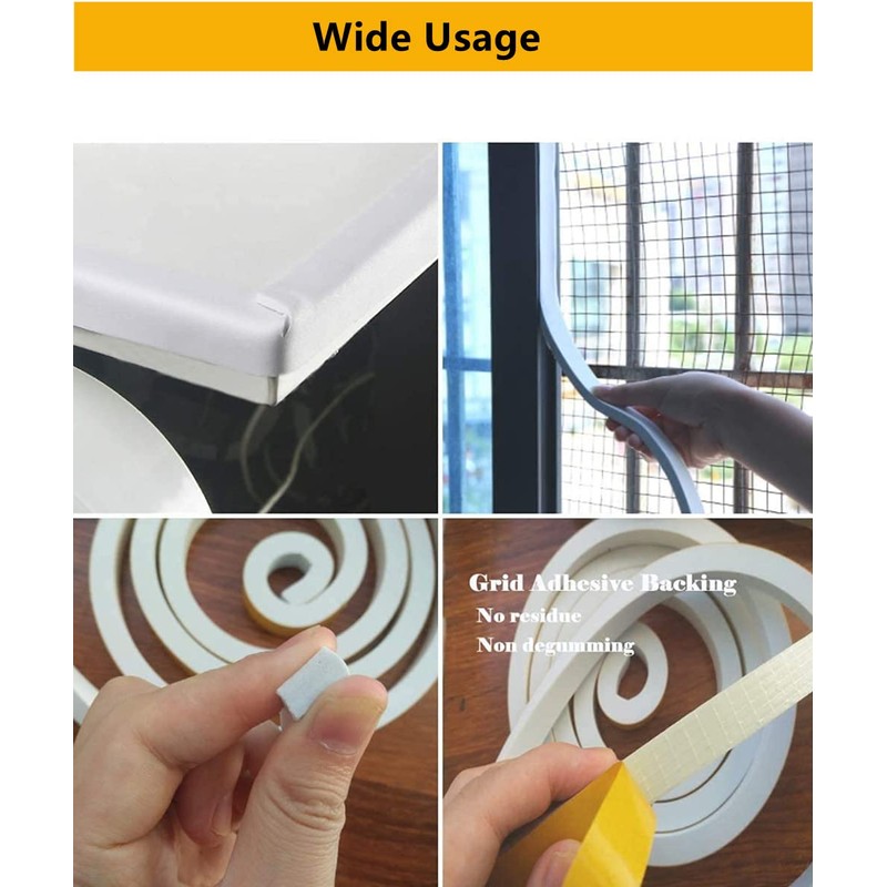 Indoor Weather Stripping, 1/2"(W) x 1/8"(T) x 39.4ft(L) Doors Windows