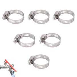 6 PCS Hose Clips, Hose Clamps, 40-63mm Adjustable 304 Stainless Steel, Stainless Steel Tightening Pipe Clips, for Pool, Washing Machine, Pond and Garden(Silver)