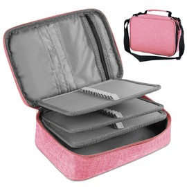 BNFU Estuche para Lapices, 72 Ranuras Lapiceras Organizadoras, Estuche para Plumones, Multifuncional Lapicero de Gran Capacidad con 2 Fundas Extraíbles, Lapicera para El Hombro Desmontable (Rosa)