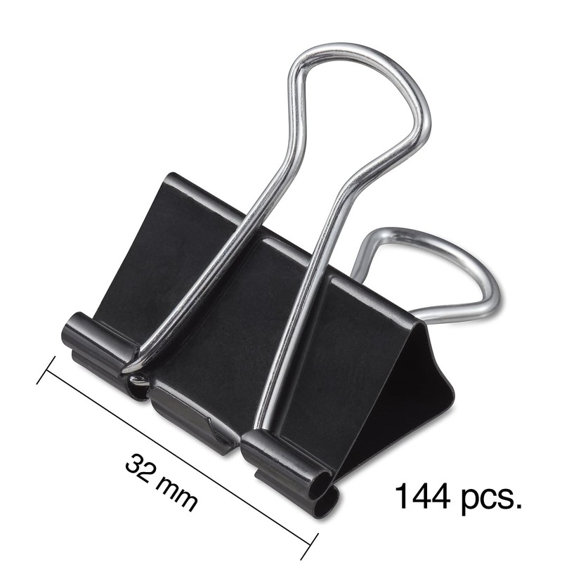 Staples Medium Binder Clips, 0.63" Capacity, Black, 144 Clips/Pack (ST32003)