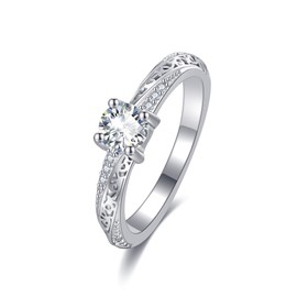 Moissanite Engagement Rings 925 Sterling Silver Filigree moissanite wedding rings for women Anniversary Valentine's Day Jewellery Gifts For Women Wife Lover-Size 7