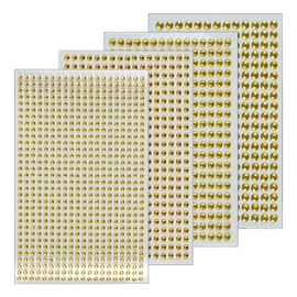 4 Sheets Self Adhesive Pearl Stickers Flat Back – Bling Rhinestone & Pearl Stickers 4 Sizes for DIY Crafts, Scrapbooking, Card Making, Nail Art, Face Makeup & Decorations (Gold)