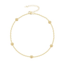Dainty Gold Beaded Ball Chain Bracelet,Simple Delicate Stacking Satellite Chain Layering Link Bracelets for Women