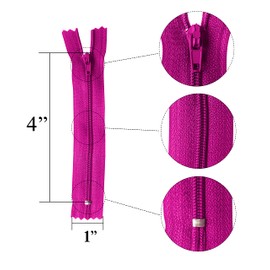 KGS Nylon Zipper for Sewing Crafts | 20 Assorted Colors | 40 Zippers/Pack (4 inch)