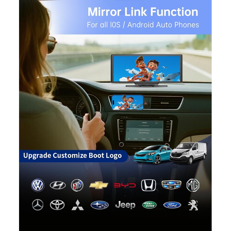 TIGERFEEL Portable Carplay Screen for Car,9.3Inch Carplay & Android Auto