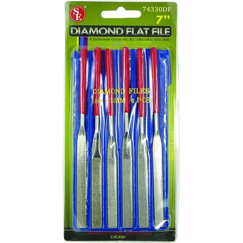 SE 74330DF 6-Piece Flat Diamond Grit File Set - Multi-Grit