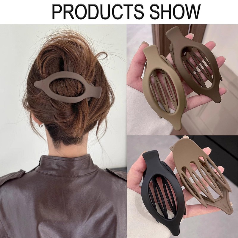 Flomiara 4PCS Flat Claw Clip, Oval Hair Clips for Thick