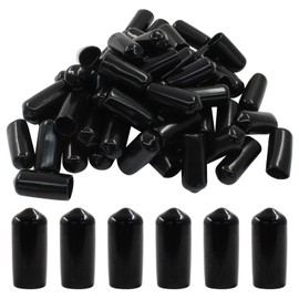 Cjueiom 120pcs Black Rubber End Caps, 9.5mm / 3/8 inch ID Round Rubber Protectors, Vinyl Bolt Covers for Screws, Tubes, Cables, Wires, Cyling