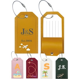 Etiqueta personalizada de piel sintético para equipaje, 4.5" x 2.5"