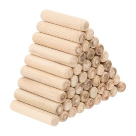 PATIKIL 1/2" x 2-3/8"(12 x 60mm) Wood Dowel Pins, 50 Pack Fluted Wooden Dowel Pin Straight Groove Rods for Furniture Door Art Crafts Projects
