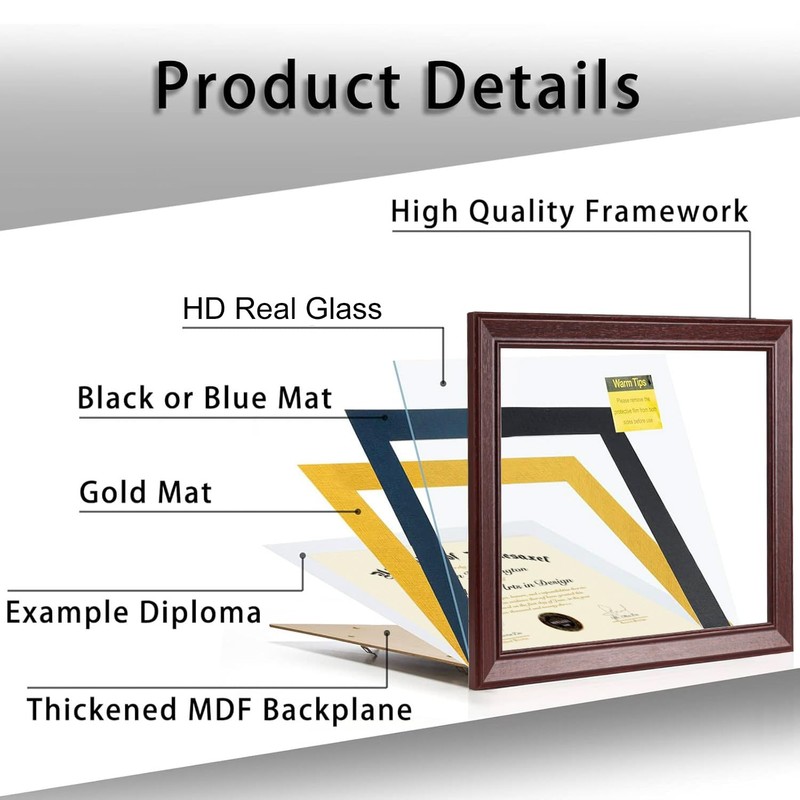 Minesaxel 14x17 Diploma Frames 11x14 with Black Mat - Cherry